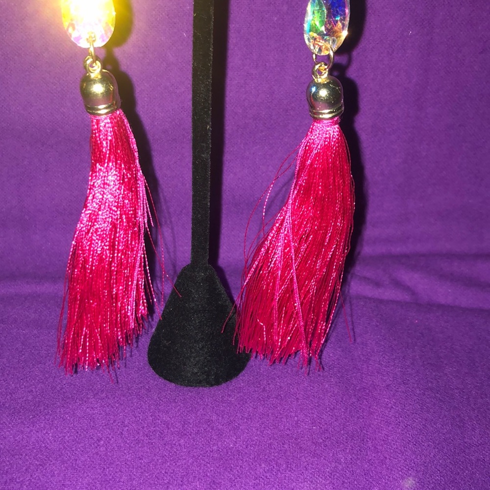 Donated! Red Tassel Earrings - Picture 3 of 3